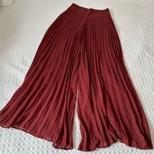 Lush Wide Leg Pleated Pants in Deep Burgundy